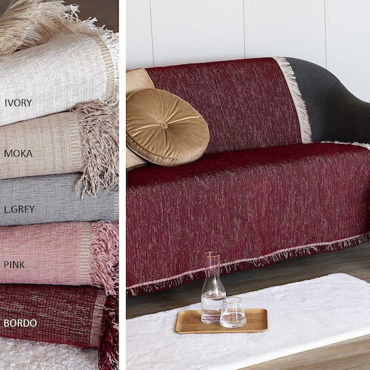 Palamaiki Tuna Sofa Throw 2 Seater Chenille 180x250cm Burgundy