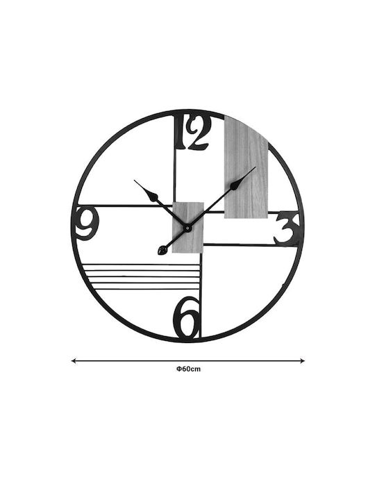 Inart Quarta Wall Clock Metallic Black Ø60cm