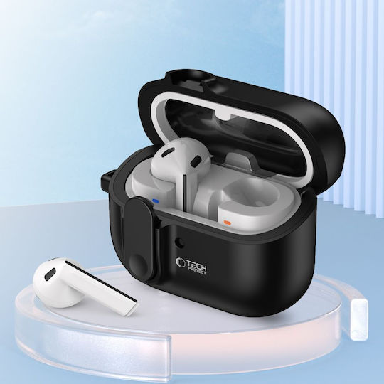 Tech-Protect Slim Hook Hülle Silikon mit Haken in Schwarz Farbe für Samsung Galaxy Buds 3 / 3 FE / 3 Pro