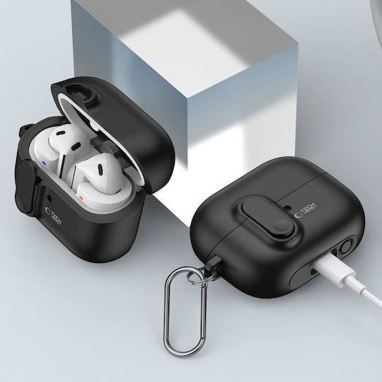 Tech-Protect Slim Hook Hülle Silikon mit Haken in Schwarz Farbe für Samsung Galaxy Buds 3 / 3 FE / 3 Pro