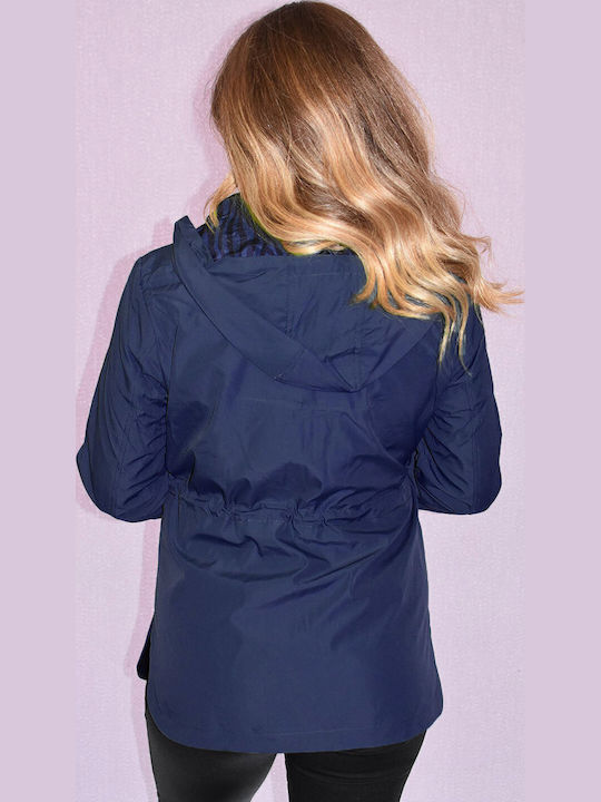 Women's Short Lifestyle Jacket Double Sided for Winter Blue