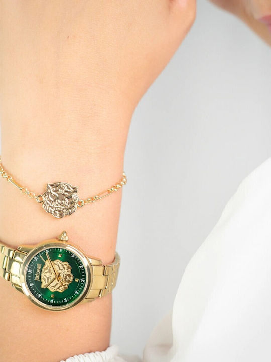 Just Cavalli Γυναικείο Ρολόι 30mm Μπαταρίας με Χρυσό Μεταλλικό Μπρασελέ