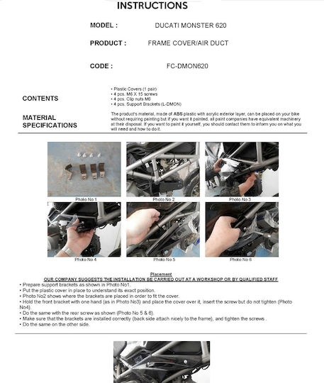 Καλύμματα Πλαισίου Ducati Monster 620