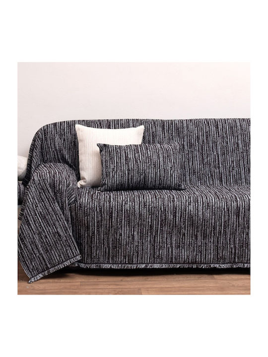 Anna Riska 1453 Ριχτάρι Πολυθρόνας Δύο 'Οψεων Chenille 180x150εκ. Μαύρο 434320
