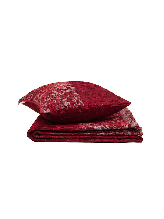 Viopros Viersitzer-Sofa Überwurf Chenille 180x320cm Burgundisch