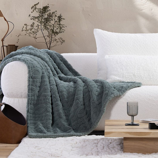 Nef-Nef Homeware Germain Κουβέρτα Sherpa Καναπέ 130x180εκ. Green