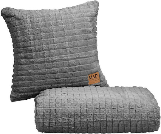 Madi Rays Ριχτάρι Πολυθρόνας Γούνινο 180x180εκ. Grey 21509-00