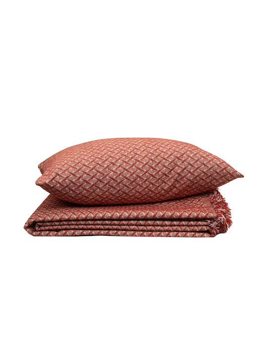 Viopros Three-Seater Sofa Throw Chenille 180x280cm Terra Cotta