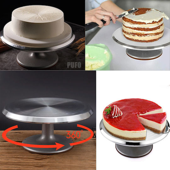 Professional Rotating Decorative Platter Pufo Cake In Stainless Steel Cake Presentation Decoration 30 Cm