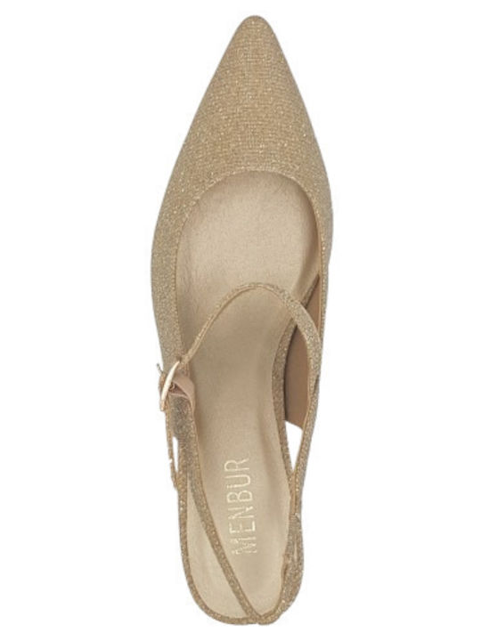 Pointed Toe Gold Heels with Strap