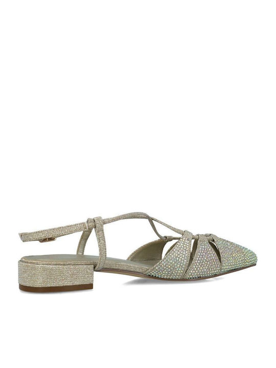 Pumps mit Riemen & Niedriges Absatz Goldene 24834-Gold