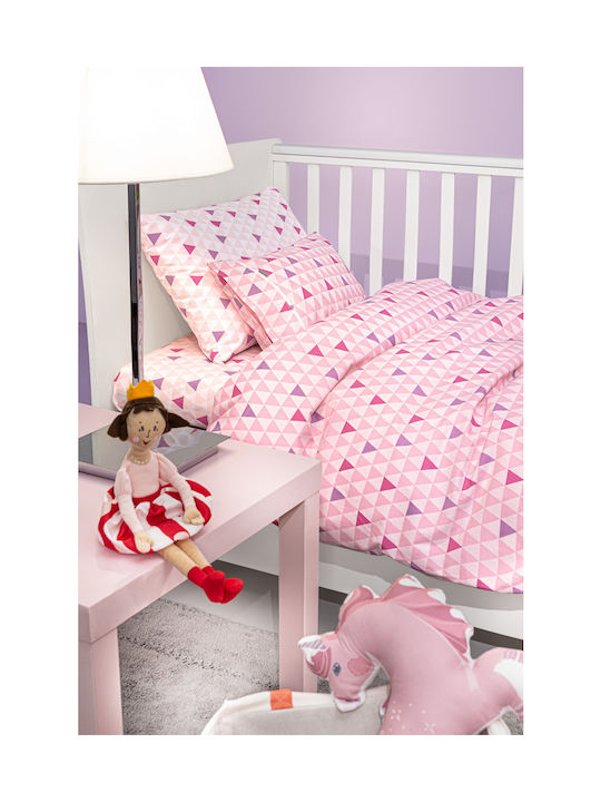 Guy Laroche Baby Sheets Set Crib Cotton Fuchsia Pink Fuchsia 115x170cm 3pcs