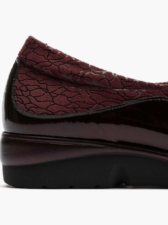 Leather Women's Moccasins in Burgundy Color