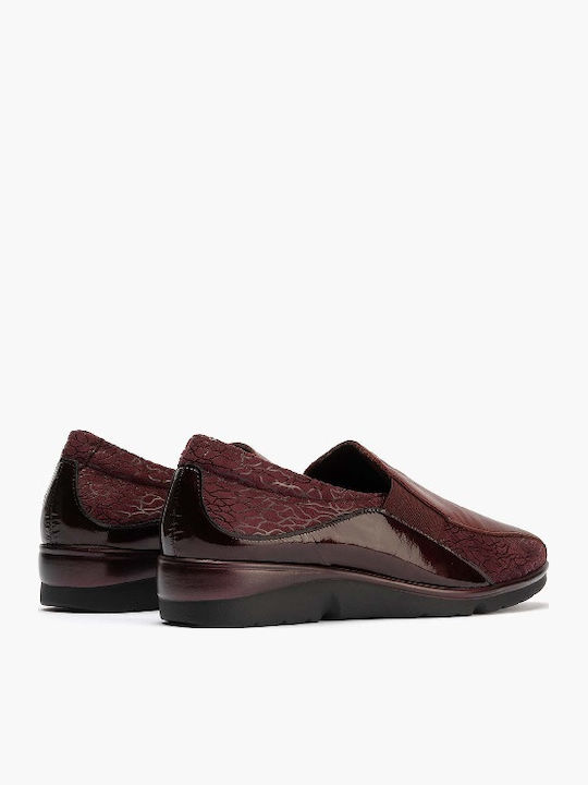Leather Women's Moccasins in Burgundy Color