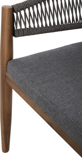 Outdoor-Sessel Hölzernes Navan Natural - Grey mit Kissen 4Stück 59x58x76εκ.