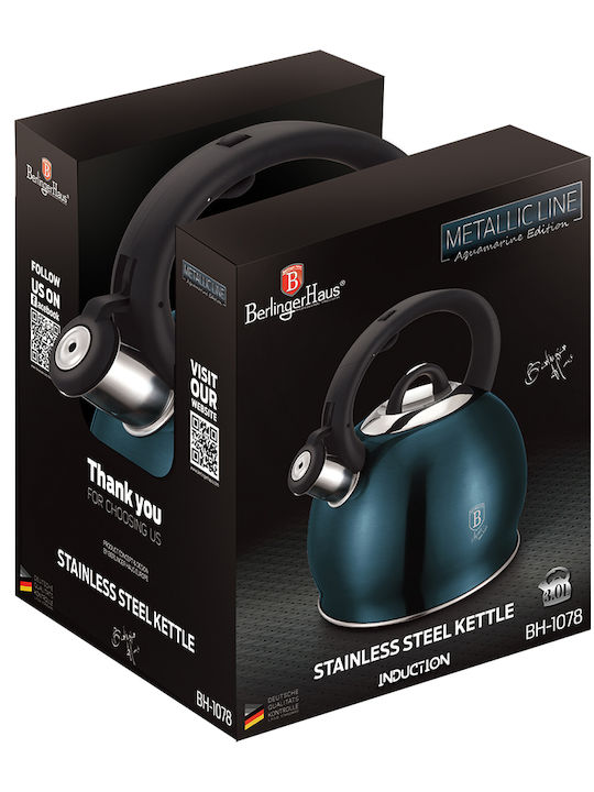 Berlinger Haus Metallic Line Kettle Stainless Steel Blue 3000ml