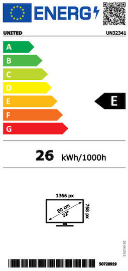 United Τηλεόραση 32" HD Ready LED UN32341 (2024)