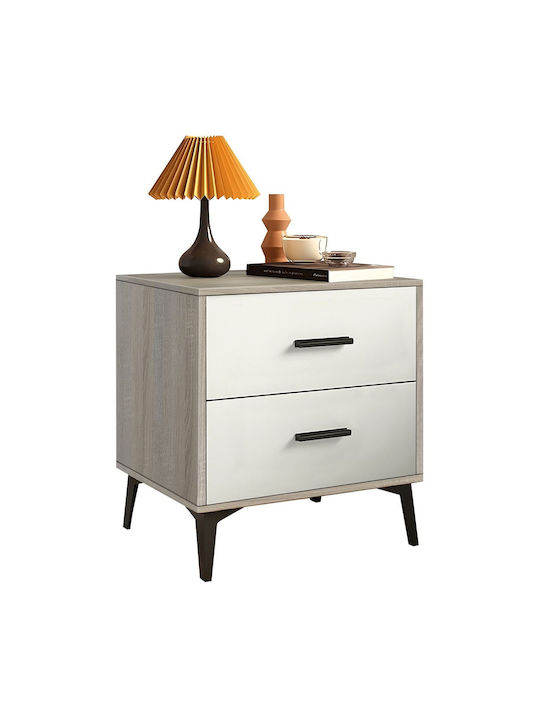 Bedside Table Merrano Wooden Beige 40x40x48cm E7420,3