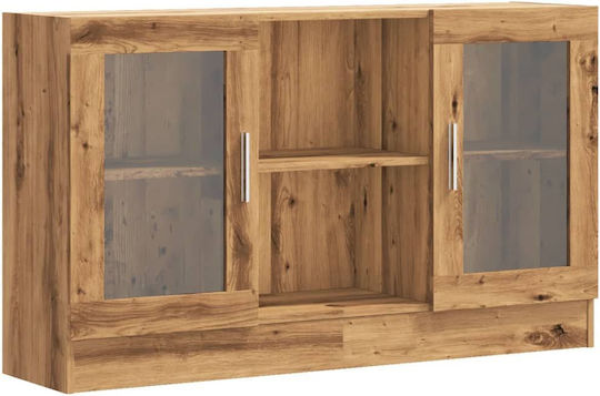 Мебели за съхранение от дърво & стъкло Кафяв дъб 120x30.5x70см