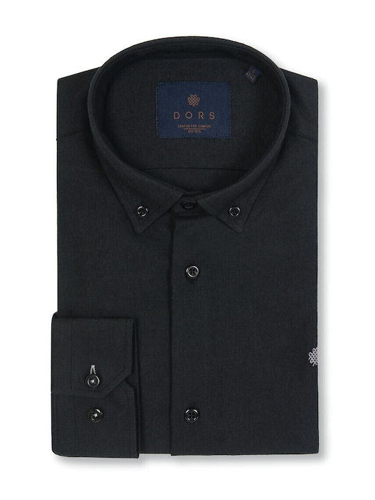 Long-sleeved Flannel Shirt Black