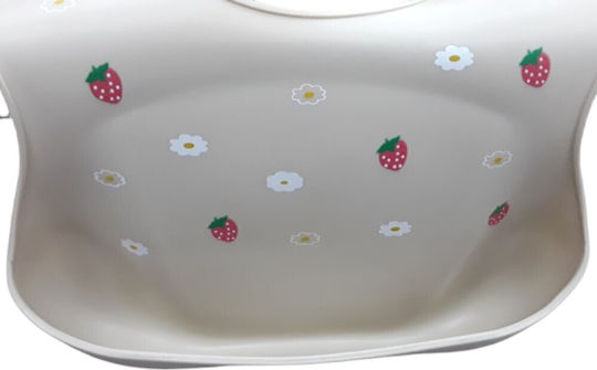 Beboulino Αδιάβροχη Σαλιάρα Σιλικόνης με Τσέπη Pink Strawberry