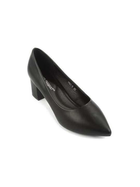 Fshoes Synthetic Leather Pointed Toe Black Medium Heels