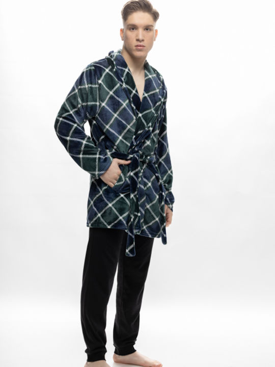 Galaxy Men's Winter Pajama Robe BLUE