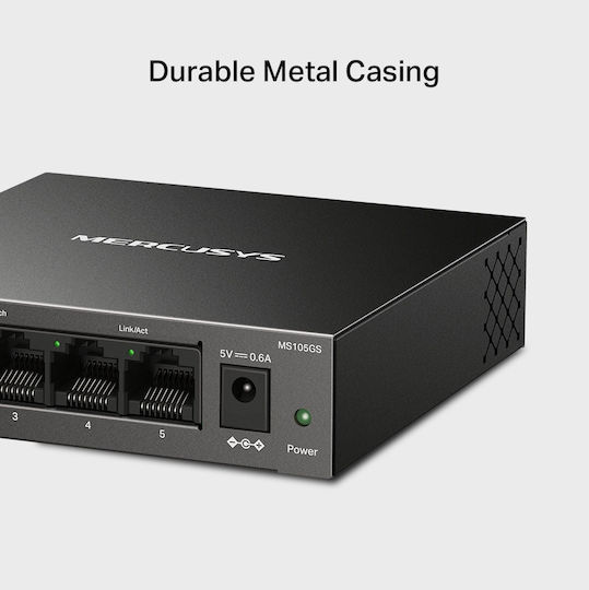 Mercusys MS105GS v1 Unmanaged L2 Switch με 5 Θύρες Gigabit (1Gbps) Ethernet