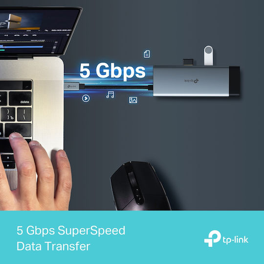 TP-LINK USB-C Docking Station with HDMI 4K PD Ethernet Gray (UH6120C)