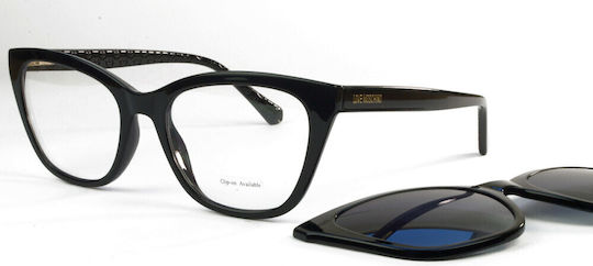 Moschino Women's Acetate Butterfly Prescription Eyeglass Frame with Black Clip-On MOL071/CS 807/9O