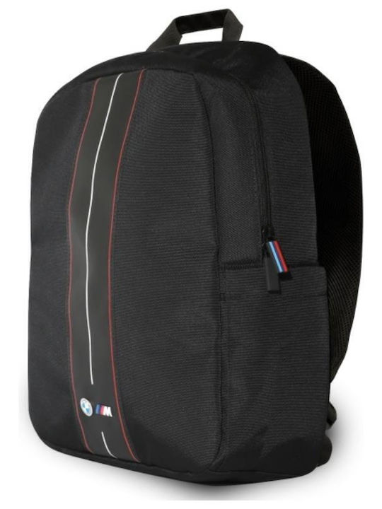 BMW Nylon-Rucksack mit rotem Streifen für 16" Laptop, Schwarz