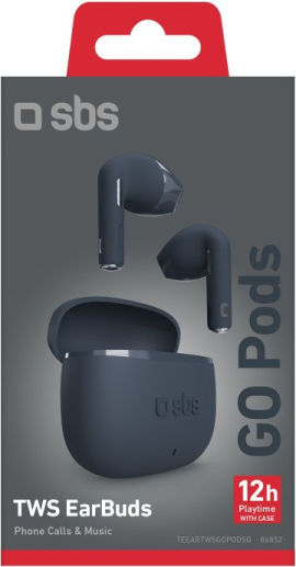 SBS GO Pods Earbud Bluetooth Handsfree Ακουστικά με Θήκη Φόρτισης Γκρι