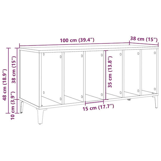 vidaXL Hi-Fi Furniture Black 38x100x48cm
