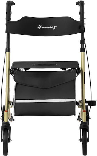 Gold Senioren-Rollator mit Sitz und Einkaufstasche, belastbar bis 136 kg