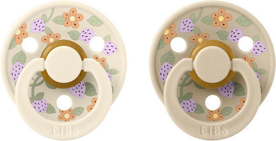 Bibs Pacifiers Rubber Liberty - Strawberries Cream Ivory for 6+ months 2pcs