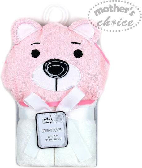 Mother's Choice Βρεφική Κάπα-Μπουρνούζι με Κουκούλα Pink 84x84εκ.