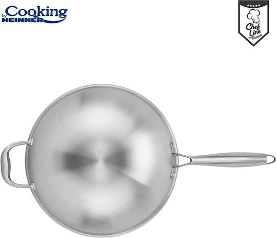 Tigaie Wok din Oțel Inoxidabil + Capac 30x8.5cm Titanium3