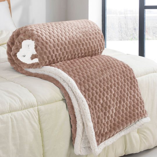 My Home Luxury Sherpa Blanket Double 220x240cm Beige