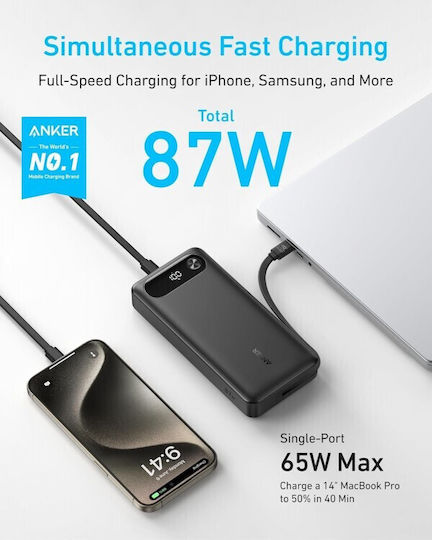 Anker Powercore 20000mAh 87W με Θύρα USB-A και Θύρα USB-C Μαύρο