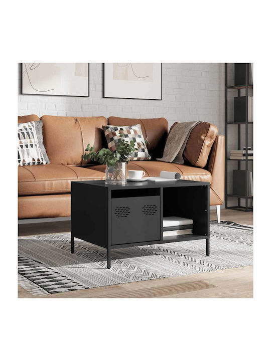 Rectangular Side Table Metal Black Velvet-Black Metal L68.5xW50xH43.5cm.