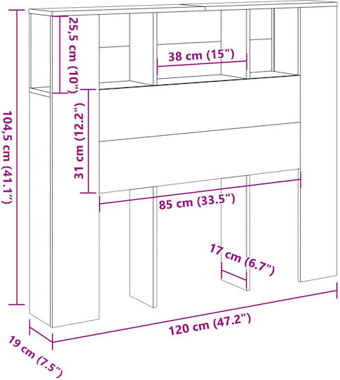 vidaXL Κεφαλάρι Κρεβατιού Ξύλινο Καφέ 120x104.5cm