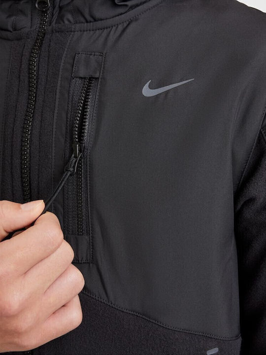 Αθλητική Παιδική Ζακέτα Fleece με Κουκούλα Μαύρο Sportswear