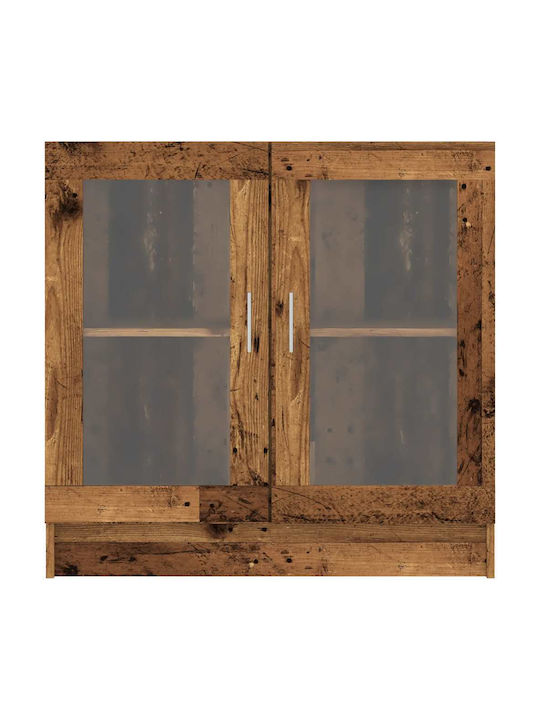 Wall Living Room Display Cabinet made of Particleboard with Glass Coffee 82.5x30.5x80cm