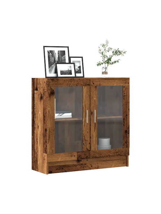 Wall Living Room Display Cabinet made of Particleboard with Glass Coffee 82.5x30.5x80cm