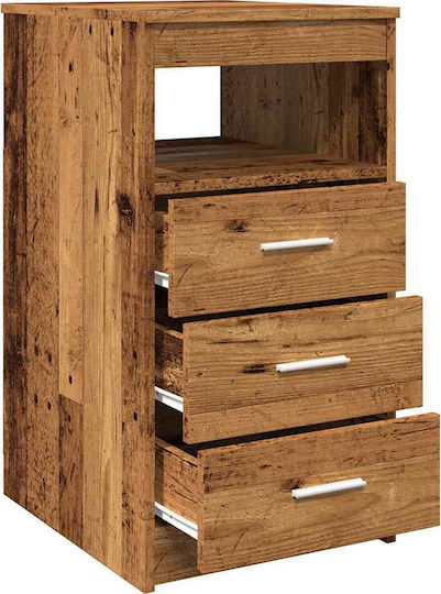 Wooden Chest of Drawers with 3 Drawers Coffee 40x50x76cm
