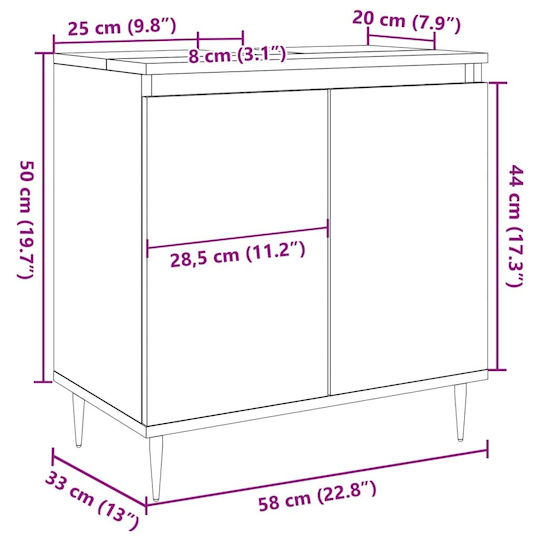 vidaXL Countertop without Sink L58xW33xH60cm Old Wood