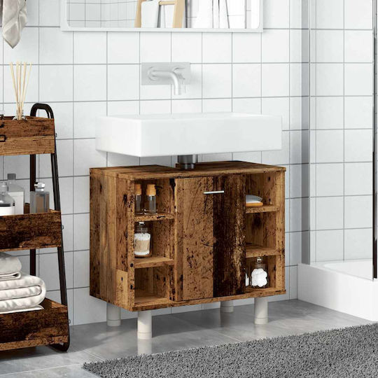 vidaXL Cabinet Countertop with Sink L60xW32xH53.5cm Old Wood