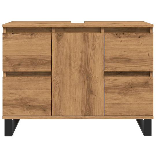 vidaXL Waschtisch mit Waschbecken L80xB33xH60cm Oaks