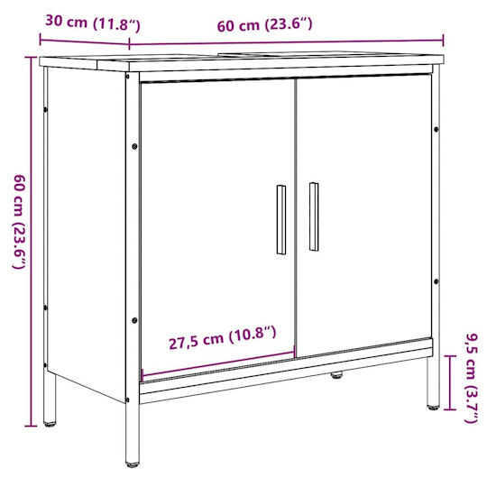 vidaXL Countertop with Sink L60xW30xH60cm Coffee