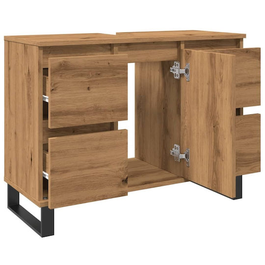 vidaXL Waschtisch mit Waschbecken L80xB33xH60cm Oaks